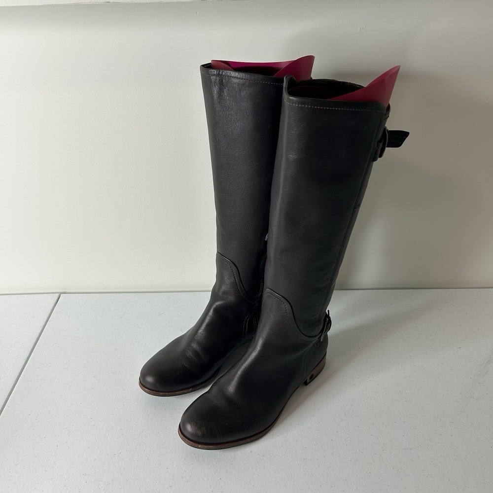 UGG Amberlee Boots Women's 6.5 Buckle 1921 Brown Leather Tall Riding Boots